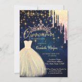 グリッタードロップティアラドレスネイビーブルーキンセアニラ 招待状 (正面)