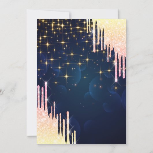 グリッタードロップティアラドレスネイビーブルーキンセアニラ 招待状 (裏面)