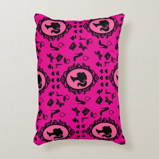 グリッタードール誕生日ピンクグラムファッション アクセントクッション (正面(垂直))