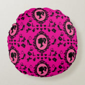 グリッタードール誕生日ピンクグラムファッション ラウンドクッション (正面)
