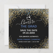 グリッターナースの卒業ピンニング日付の保存 カード (正面)