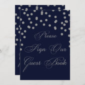 グリッターネイビーシルバーお願いサイン・ゲストブック (正面/裏面)