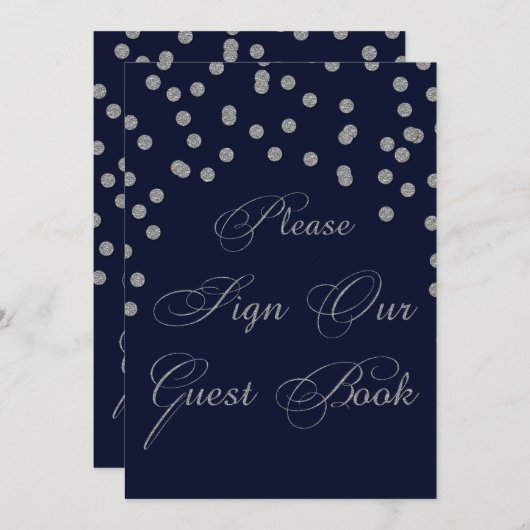 グリッターネイビーシルバーお願いサイン・ゲストブック (正面/裏面)