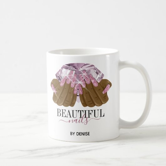 グリッターネイルサロン爪、 ネイル技術者 コーヒーマグカップ (右)