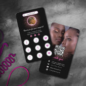 グリッターネオンピンクヘアブレイディングロイヤリティカード 名刺