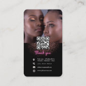 グリッターネオンピンクヘアブレイディングロイヤリティカード 名刺 (裏面)