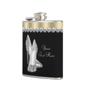 グリッターハイヒールシューズブラック&金ゴールド フラスク (左)