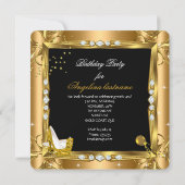 グリッターハイヒールシューズ黄色金ゴールドブラックパーティー 招待状 (裏面)