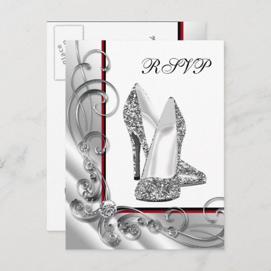 グリッターハイヒールシューズRSVP インビテーションポストカード (正面/裏面)