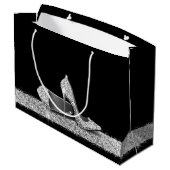 グリッターハイヒールシルバーブラックパーソナライズされたラージ ラージペーパーバッグ (裏面アングル)