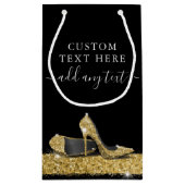 グリッターハイヒールブラック金ゴールド スモールペーパーバッグ (裏面)