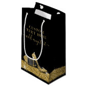 グリッターハイヒールブラック金ゴールド スモールペーパーバッグ (正面アングル)