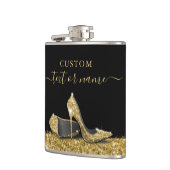 グリッターハイヒールブラック金ゴールド フラスク (左)