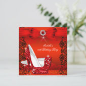 グリッターハイヒールレッドレースダイヤモンドシルバーパーティー2 招待状 (スタンド正面)