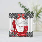 グリッターハイヒールレッドレースダイヤモンドシルバーパーティー3 招待状 (スタンド正面)