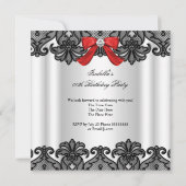 グリッターハイヒールレッドレースダイヤモンドシルバーパーティー3 招待状 (裏面)