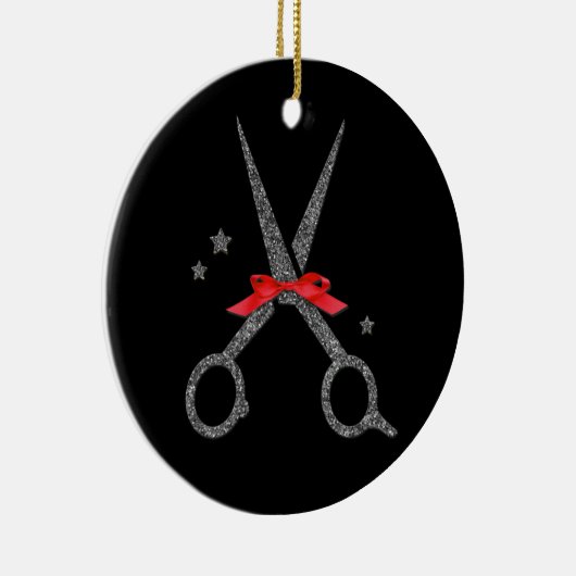 グリッターハサミ – ヘアドレススタイリストChristmas セラミックオーナメント (右)