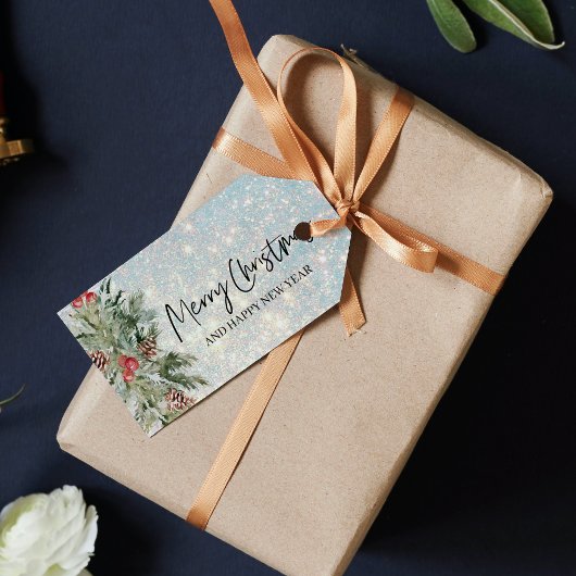 グリッターハッピークリスマスホリデーズギフトラベル ギフトタグ