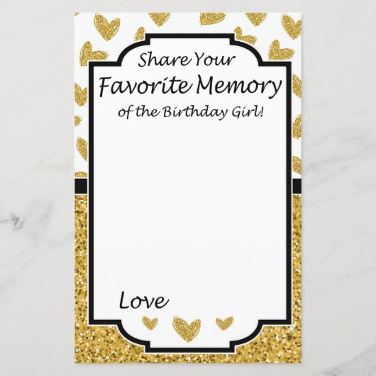 グリッターハートお気に入りのメモリの誕生日女の子 (正面)