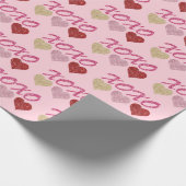 グリッターハートとハグとキスオンピンク ラッピングペーパー (角)