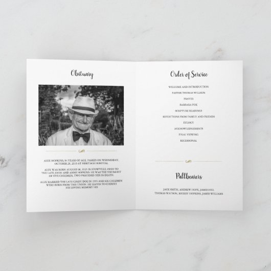 グリッターハートの額縁写真記念の折り畳み式葬祭 プログラム (内部)