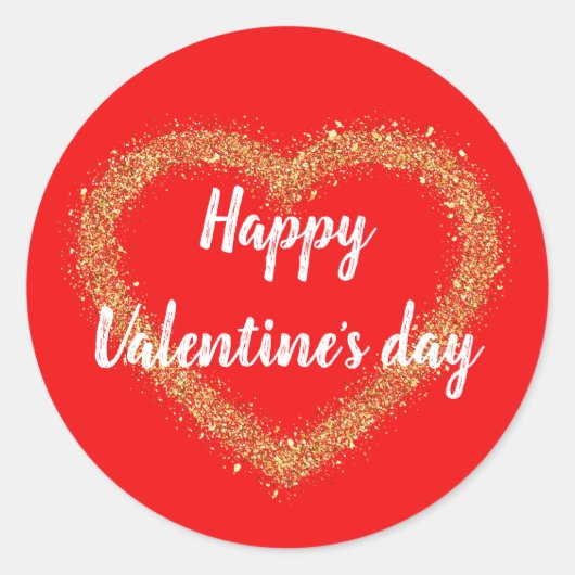 グリッターハートハッピーバレンタインデー ラウンドシール (正面)