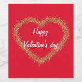 グリッターハートハッピーバレンタインデー ワインラベル (シングルラベル)