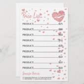 グリッターハートリップリップスティックのメイクアップ価格表 便箋 (正面/裏面)