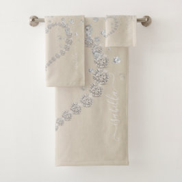 グリッターハート及びダイヤモンドオンスムース赤面 バスタオルセット