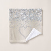 グリッターハート及びダイヤモンドオンスムース赤面 バスタオルセット (ウォッシュタオル)