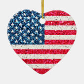 グリッターハート愛国米国パーティー セラミックオーナメント (正面)