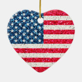 グリッターハート愛国米国パーティー セラミックオーナメント (裏面)