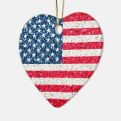 グリッターハート愛国米国パーティー セラミックオーナメント (左)