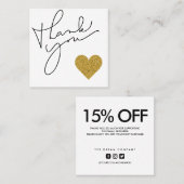 グリッターハート書道割引ありがとうありがとう スクエア名刺 (正面/裏面)