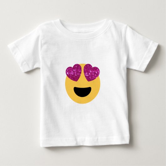 グリッターハート眼絵文字 ベビーTシャツ (正面)