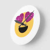 グリッターハート眼絵文字 ラウンド壁時計 (傾斜)