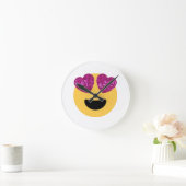 グリッターハート眼絵文字 ラウンド壁時計 (ホーム)