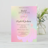 グリッターハート、ドレスホログラフィックブライダルシャワー 招待状 (スタンド正面)