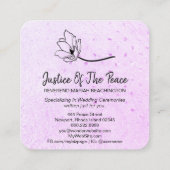 *～*グリッターバイオレットマゼンタラインアートフラワー スクエア名刺 (裏面)