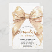 グリッターバウ誕生日 招待状 (正面/裏面)