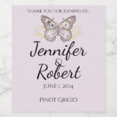 グリッターバタフライオンラベンダーワインラベル ワインラベル (シングルラベル)