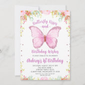 グリッターバタフライキス誕生日ウィッシュ誕生日 招待状 (正面)