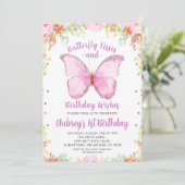 グリッターバタフライキス誕生日ウィッシュ誕生日 招待状 (スタンド正面)