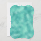 グリッターバタフライティール（緑がかった色）&ピンクフラワーズ誕生日 招待状 (裏面)