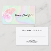 グリッターバタフライホログラフィックサロンアポイントメント 予約カード (正面/裏面)