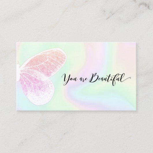 グリッターバタフライホログラフィックサロンアポイントメント 予約カード (正面)