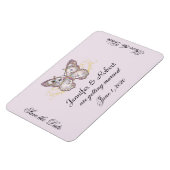 グリッターバタフライラベンダーウェディング日付を保存 マグネット (左側)