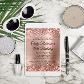 グリッターバラゴールドフォイルサプライズ50誕生日 招待状