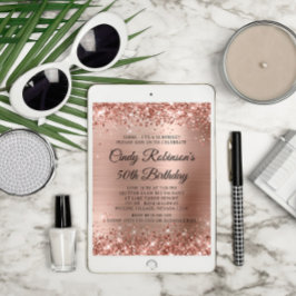 グリッターバラゴールドフォイルサプライズ50誕生日 招待状