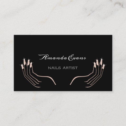 グリッターバラスパークリー爪、 ネイルアーティストアポイントメントカード 予約カード (正面)